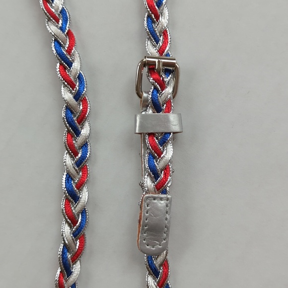 Braided Silver Red Blue 4th of July Celebration Belt - Picture 2 of 9